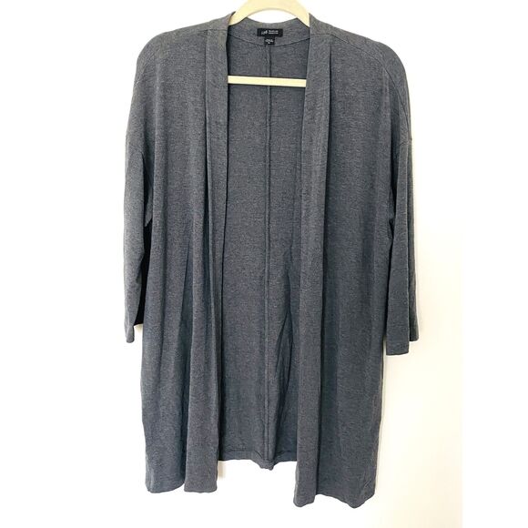 J Jill Wearever Collection Gray Open Long 3/4 Sleeve Stretchy Cardigan Sz XL - Picture 1 of 11